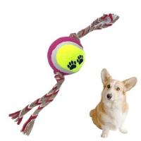 Petİnka® Renkli Halat Ve Tenis Toplu Yumaklı Köpek Çekiştirme Halat Oyuncağı