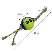 Petİnka® Renkli Halat Ve Tenis Toplu Yumaklı Köpek Çekiştirme Halat Oyuncağı
