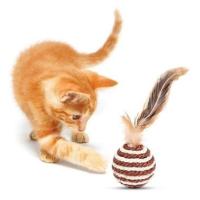 Petİnka®  Renkli Hasır  Tüylü Oyun Topu (Catnipli) İlgi Çekici Eğlenceli  Eğitici Evcil Hayvan Oyuncağı
